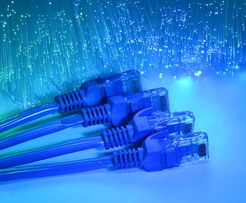Blue Voice/Network Data and Fiber Optic Cables